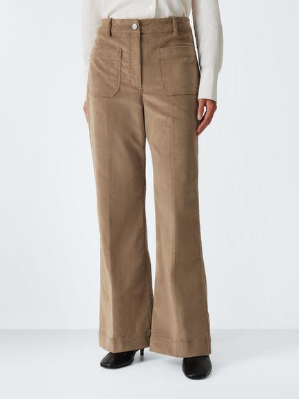 John Lewis Cotton Rich Straight Corduroy Trousers, Taupe, Taupe