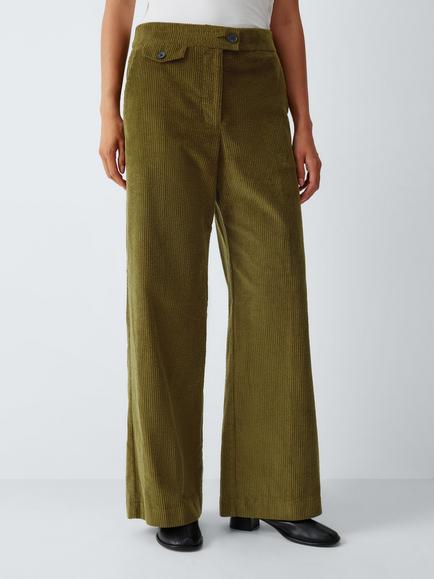 John Lewis Straight Fit Cotton Corduroy Trousers, Khaki, Khaki