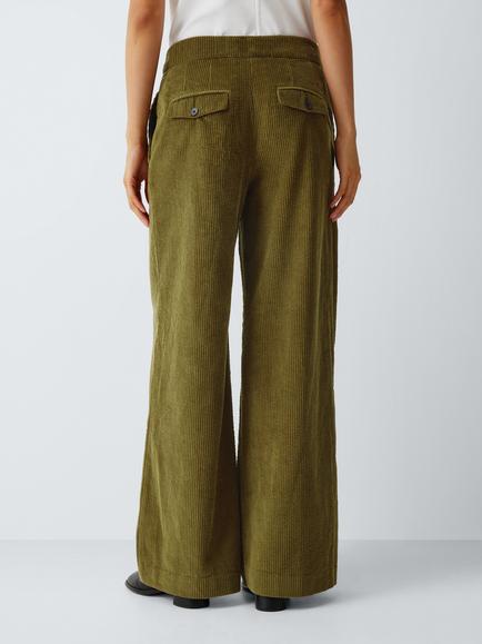 John Lewis Straight Fit Cotton Corduroy Trousers, Khaki - view 2, Khaki
