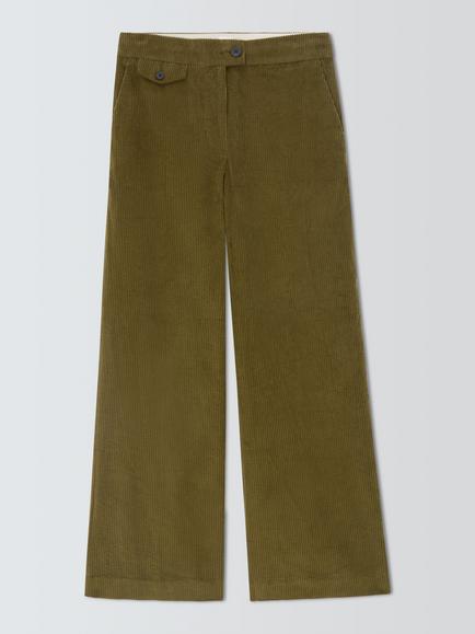 John Lewis Straight Fit Cotton Corduroy Trousers, Khaki, Khaki