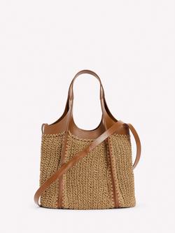 Boden Mini Straw Tote Bag, Brown Multi, Brown Multi