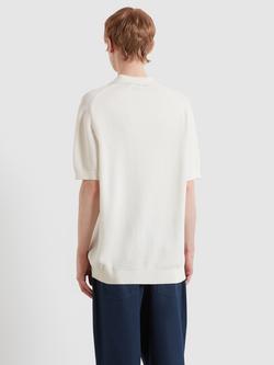 Farah Cotton Loose Fit Short Sleeve Textured Polo Shirt - view 2, Ecru