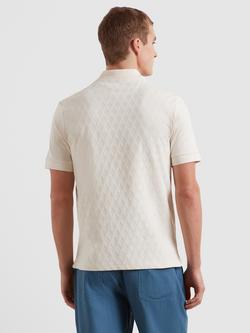 Farah Cotton Blend Loose Fit Short Sleeve Textured Polo Shirt - view 2, Ecru
