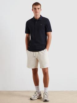 Farah Cotton Blend Loose Fit Short Sleeve Textured Polo Shirt - view 2, True Navy