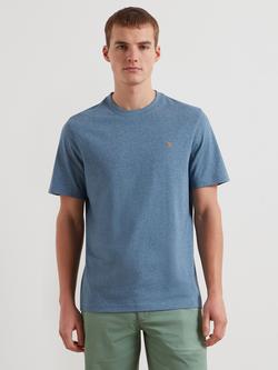 Farah Cotton Regular Fit Short Sleeve T-Shirt, Blue Tide Marl