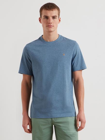 Farah Cotton Regular Fit Short Sleeve T-Shirt, Blue Tide Marl