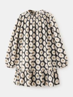 Mango Kids' Floral Print Flared Dress, Anthracite, Anthracite