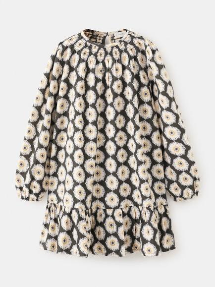 Mango Kids' Floral Print Flared Dress, Anthracite, Anthracite