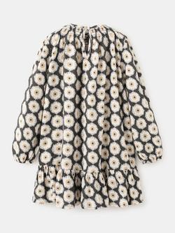 Mango Kids' Floral Print Flared Dress, Anthracite - view 2, Anthracite