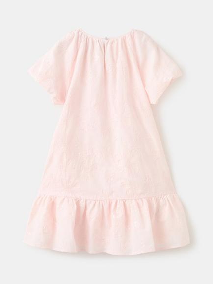 Mango Kids' Short Sleeve Floral Embroidered Cotton Dress, Pink - view 2, Pink