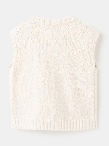 Mango Kids' Sleeveless Cotton Knit Vest, Ivory - view 2, Ivory