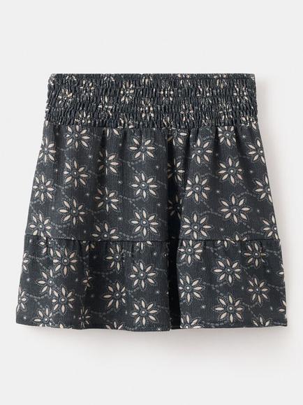 Mango Kids' Floral Print Skirt, Navy - view 2, Navy
