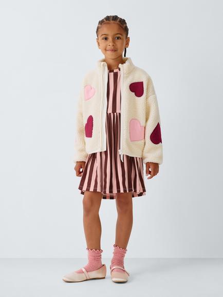 John Lewis Kids' Striped Heart Dress, Red - view 2, Blue