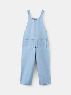 Mango Kids' Embroidered Denim Dungarees, Mid Denim - view 2, Mid Denim