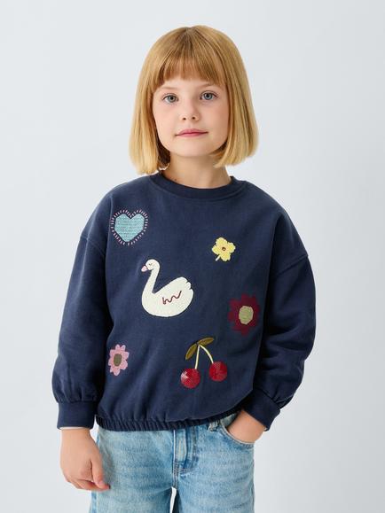 John Lewis Kids' Icons Sequin Sweatshirt, Blue, Blue