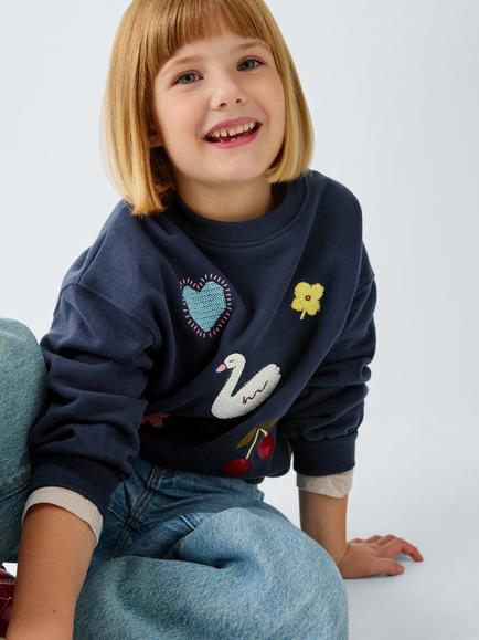 John Lewis Kids' Icons Sequin Sweatshirt, Blue - view 2, Blue