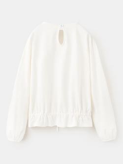 Mango Kids' Delicate Embroidered Long Sleeve Blouse, Natural - view 2, Natural