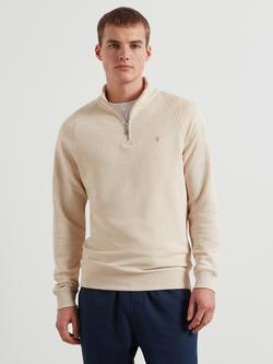 Farah Cotton Quarter-Zip Sweatshirt, Birch Grey Marl