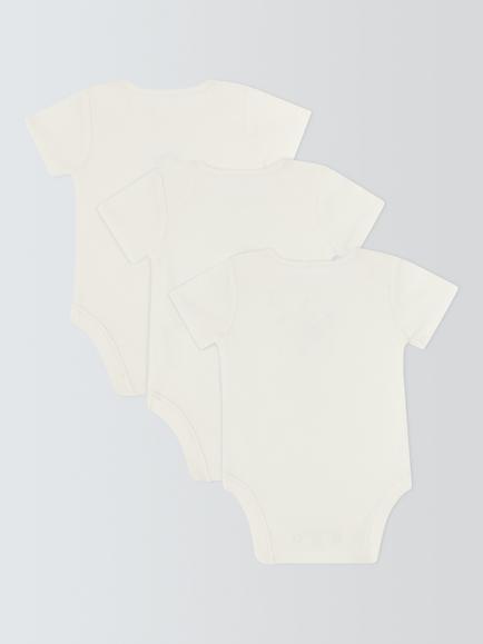 John Lewis Baby Safari Bodysuits, Pack of 3, White - view 2, White