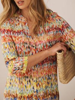 NRBY Avery Watercolour Splash Pure Silk Dress, Yellow/Multi - view 2, Yellow/Multi