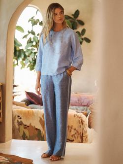 NRBY Julie Pure Linen Top - view 2, Chambray Blue