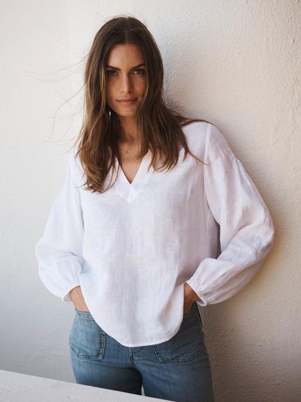 NRBY Mara Pure Linen Shirt, White, White