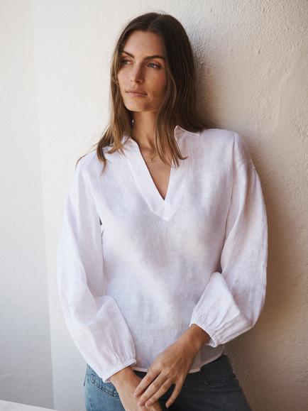 NRBY Mara Pure Linen Shirt, White - view 2, White