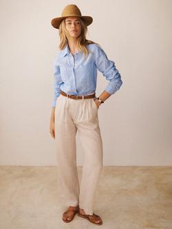 NRBY Peyton Pleated Pure Linen Trousers, Oyster