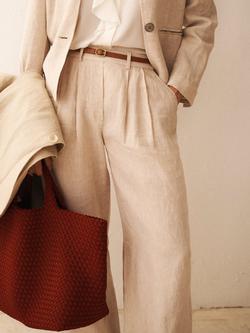 NRBY Peyton Pleated Pure Linen Trousers - view 2, Oyster