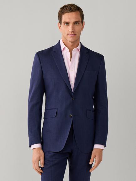 Hackett London Linen Rich Belgravia Block Blazer, Navy, Navy