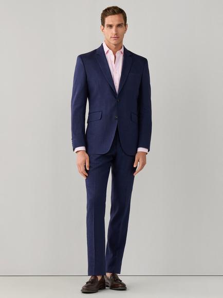 Hackett London Linen Rich Belgravia Block Blazer, Navy - view 2, Navy