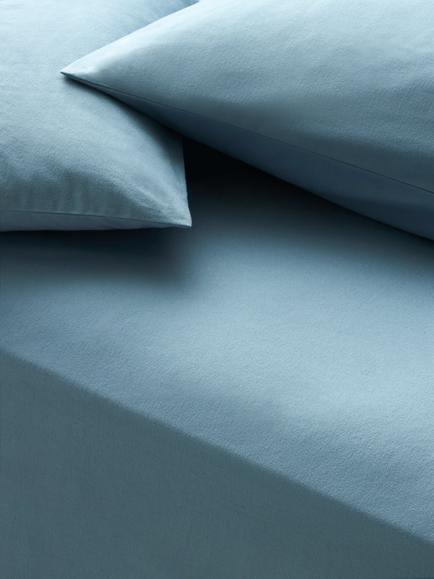 John Lewis Warm & Cosy Brushed Cotton Deep Fitted Sheet, Nordic Blue