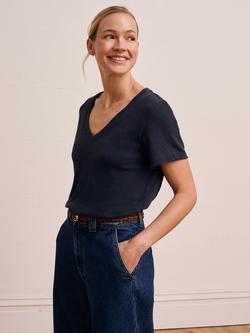 Celtic & Co. V-Neck Linen Blend T-Shirt, Navy