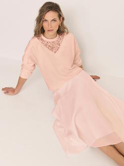Mint Velvet Crew Neck Lace Detail Sweatshirt, Light Pink, Light Pink