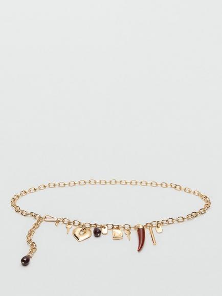 Mango Charm Chain Belt, Gold, Gold