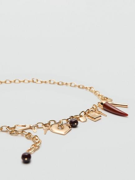 Mango Charm Chain Belt, Gold - view 2, Gold