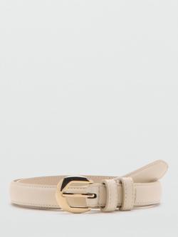 Mango Round Buckle Skinny Belt, Raw, Raw