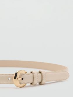 Mango Round Buckle Skinny Belt, Raw - view 2, Raw