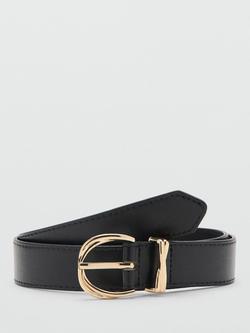 Mango Curved Oval Twist Buckle Belt, Black, Black