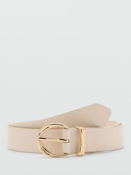 Mango Curved Oval Twist Buckle Belt, Raw, Raw