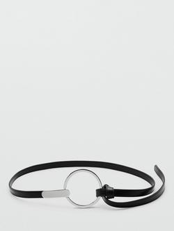 Mango Circular Buckle Slim Belt, Black, Black