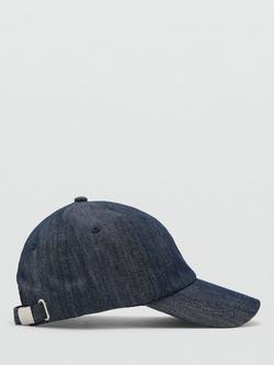 Mango Curved Brim Denim Baseball Cap, Blue - view 2, Blue
