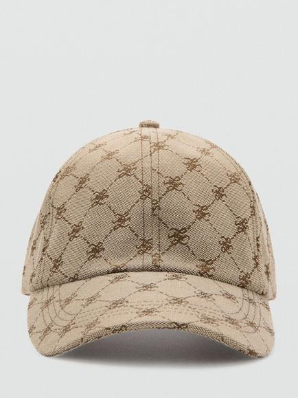 Mango Monogram Baseball Cap, Beige, Beige