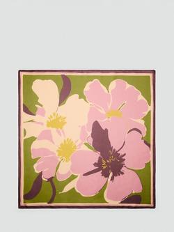 Mango Graphic Floral Square Scarf, Pink, Pink