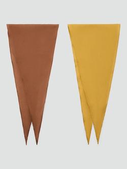 Mango Lightweight Crinkle Wrap Scarf, Set of 2, Brown, Brown