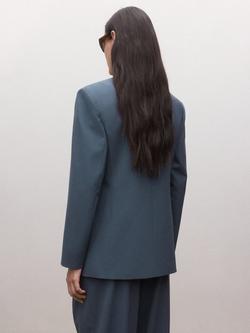 Mango Double Breasted Blazer, Blue - view 2, Blue