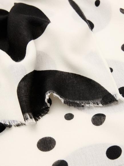 Mango Polka Dot Wrap Scarf, Raw - view 2, Raw