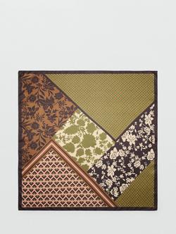 Mango Mixed Print Square Scarf, Khaki, Khaki