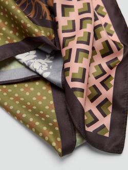 Mango Mixed Print Square Scarf, Khaki - view 2, Khaki