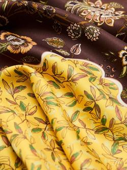 Mango Floral Cascade Square Scarf, Pastel Yellow - view 2, Pastel Yellow